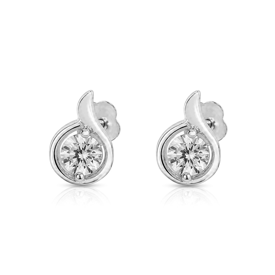 Classic Solitaire Curve 925 Sterling Silver Earrings for Women