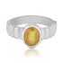 Classic Bezel-Set Yellow Sapphire Polished Silver with Vertical Bar Texture Band for Men