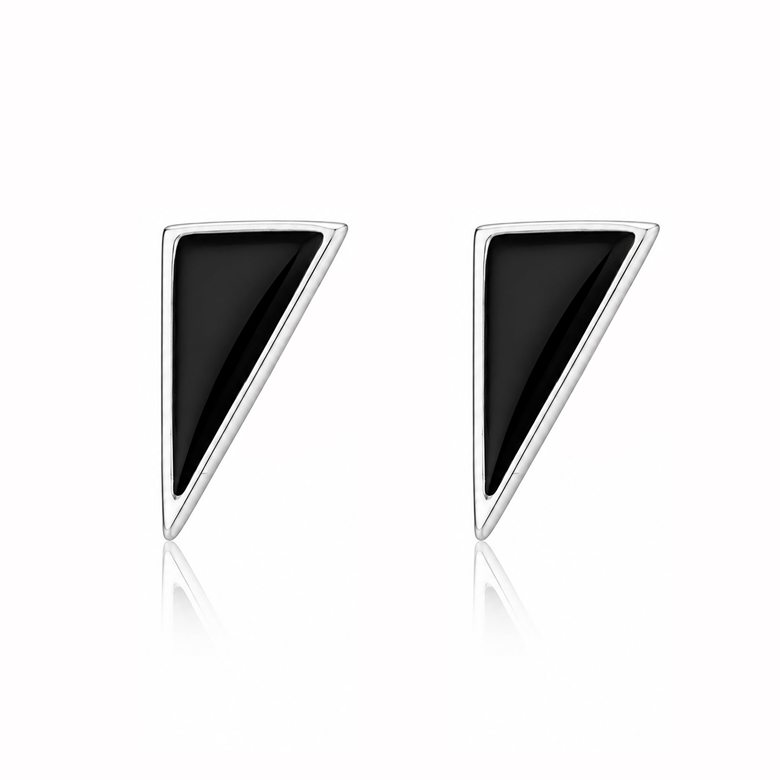 Classic Black Triangle 925 Sterling Silver Signature Earrings