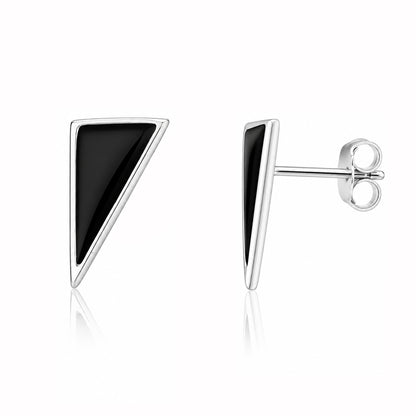 Classic Black Triangle 925 Sterling Silver Signature Earrings