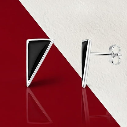 Classic Black Triangle 925 Sterling Silver Signature Earrings