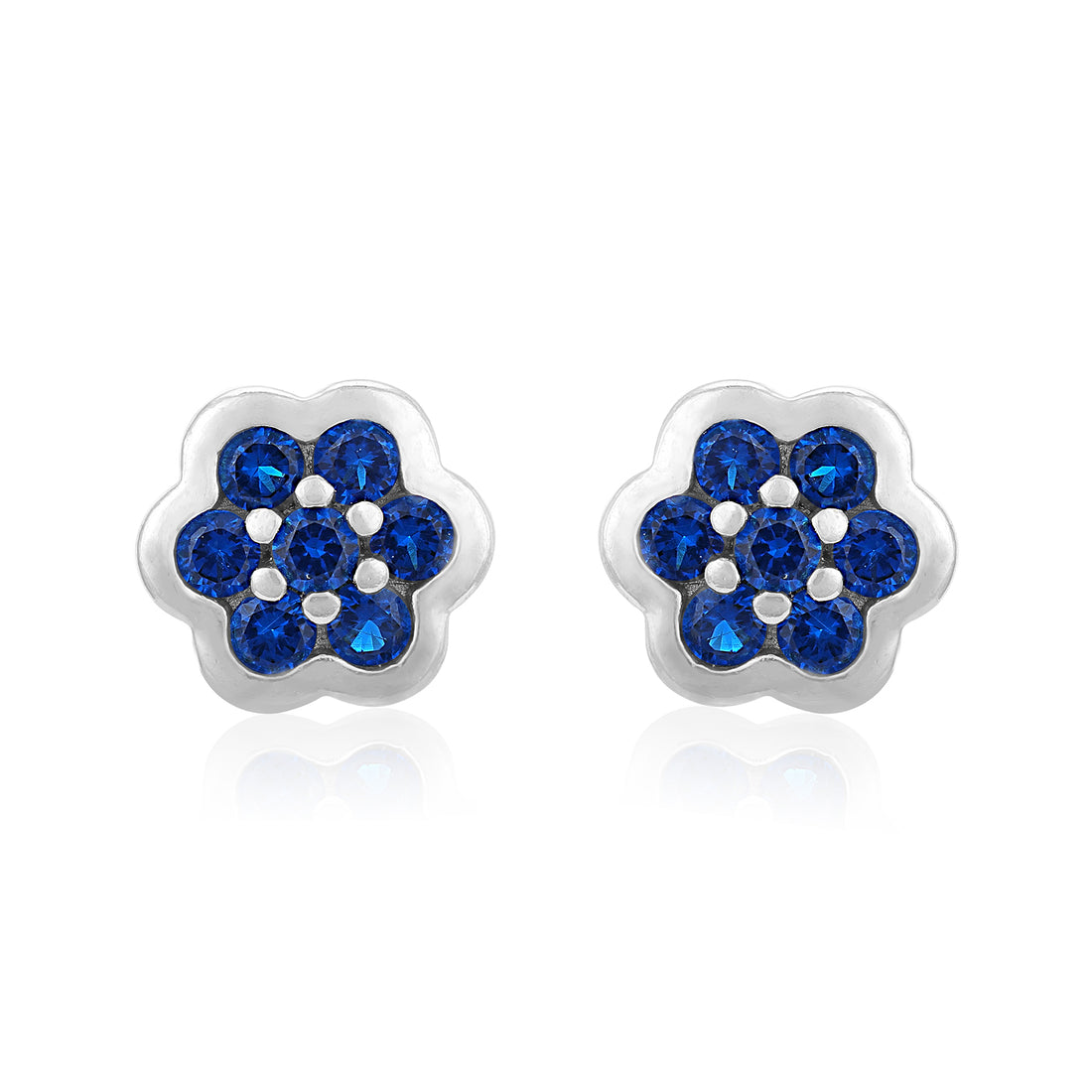 Classic Blue Floral 925 Sterling Silver Stud for Women