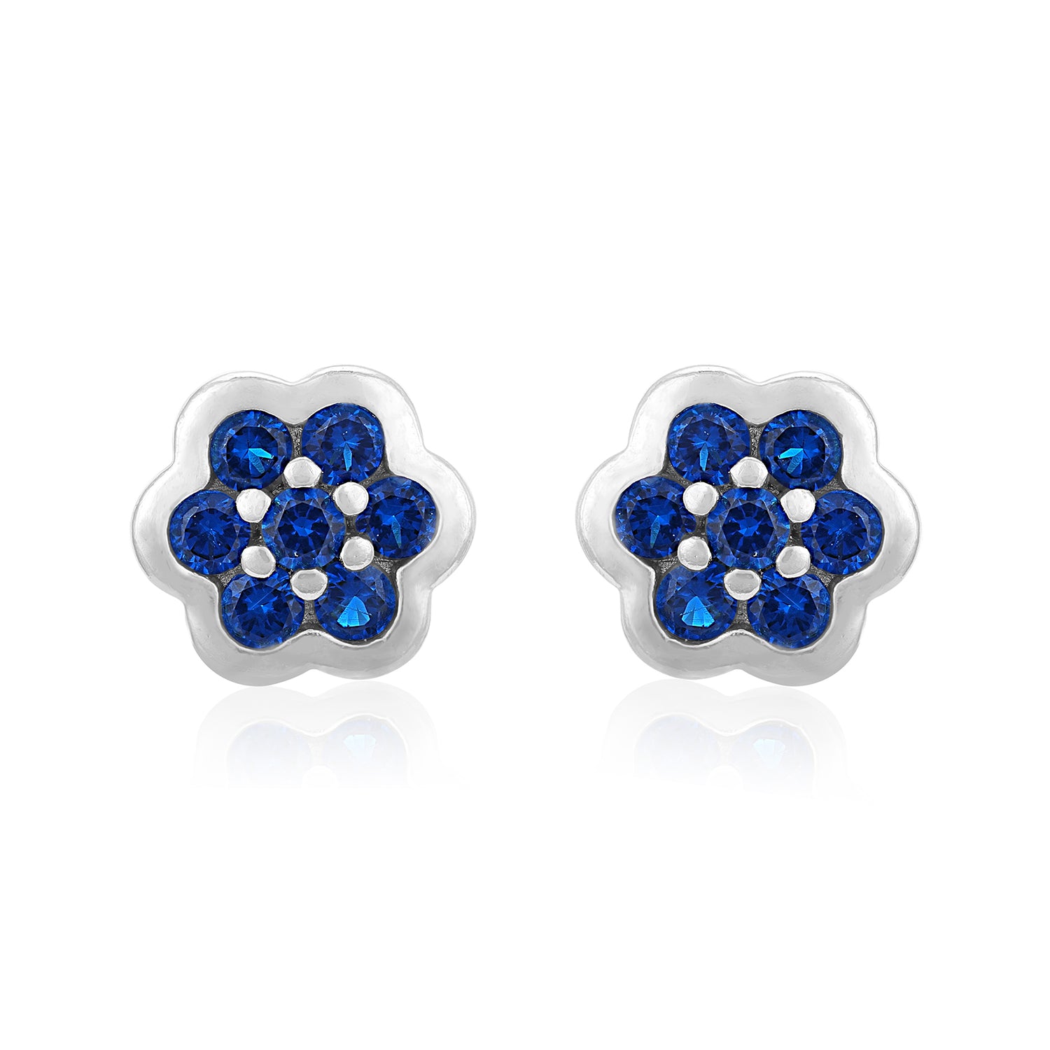 Classic Blue Floral 925 Sterling Silver Stud for Women