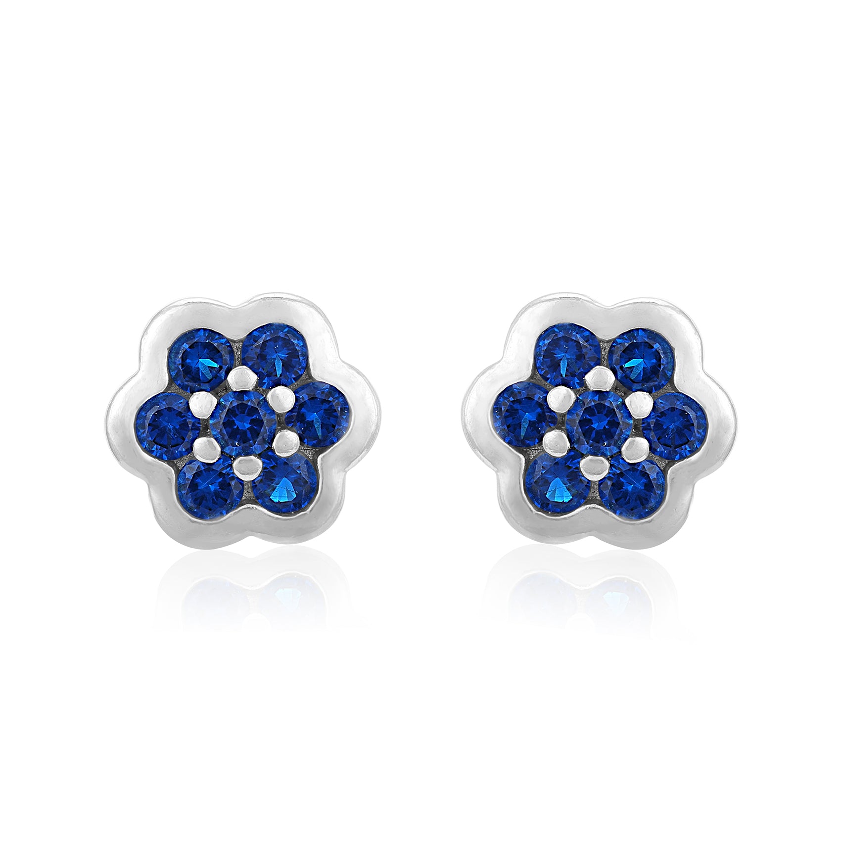 Classic Blue Floral 925 Sterling Silver Stud for Women