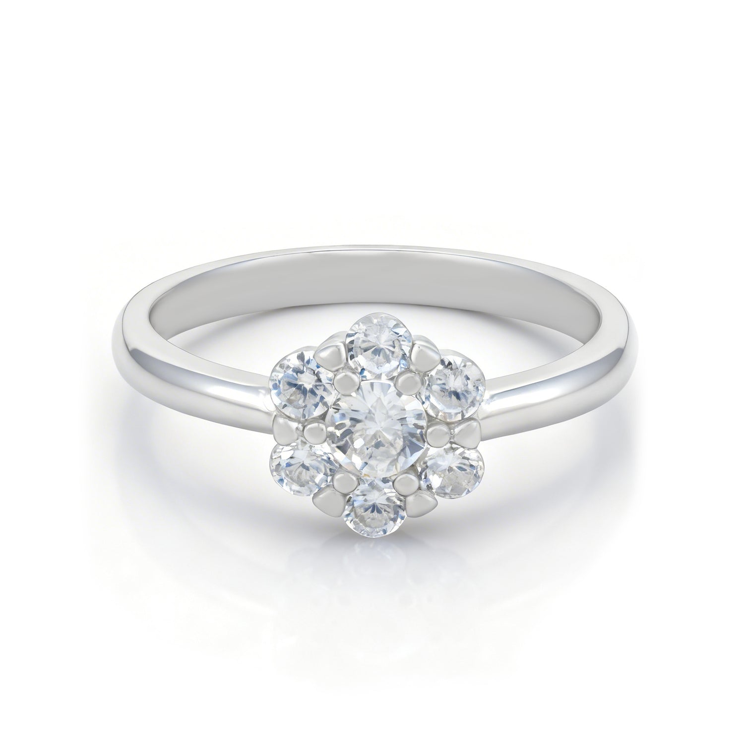 Classic Daisy Sparkle 925 Sterling Silver Ring for Women