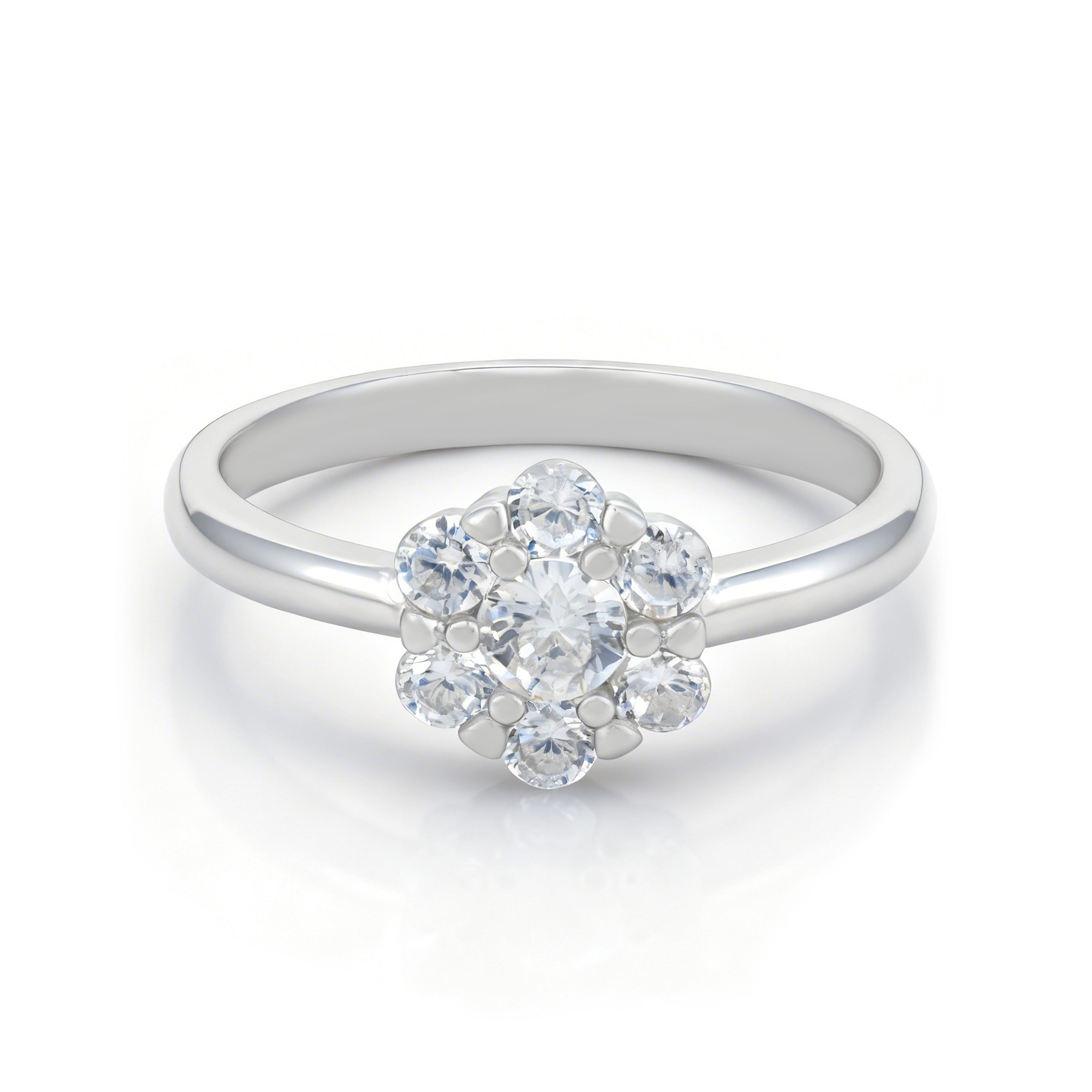Classic Daisy Sparkle 925 Sterling Silver Ring for Women