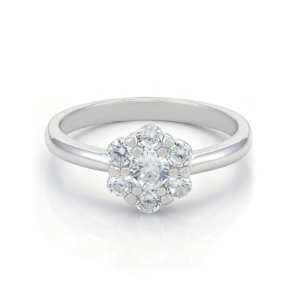 Classic Daisy Sparkle 925 Sterling Silver Ring for Women