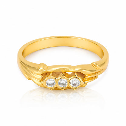 Classic Gold Plated Three Stone Silver Ring
