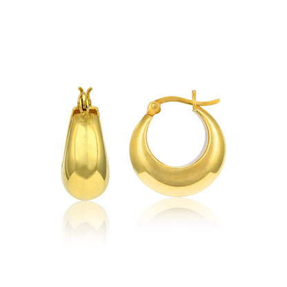 Gold hoop earrings on a white background