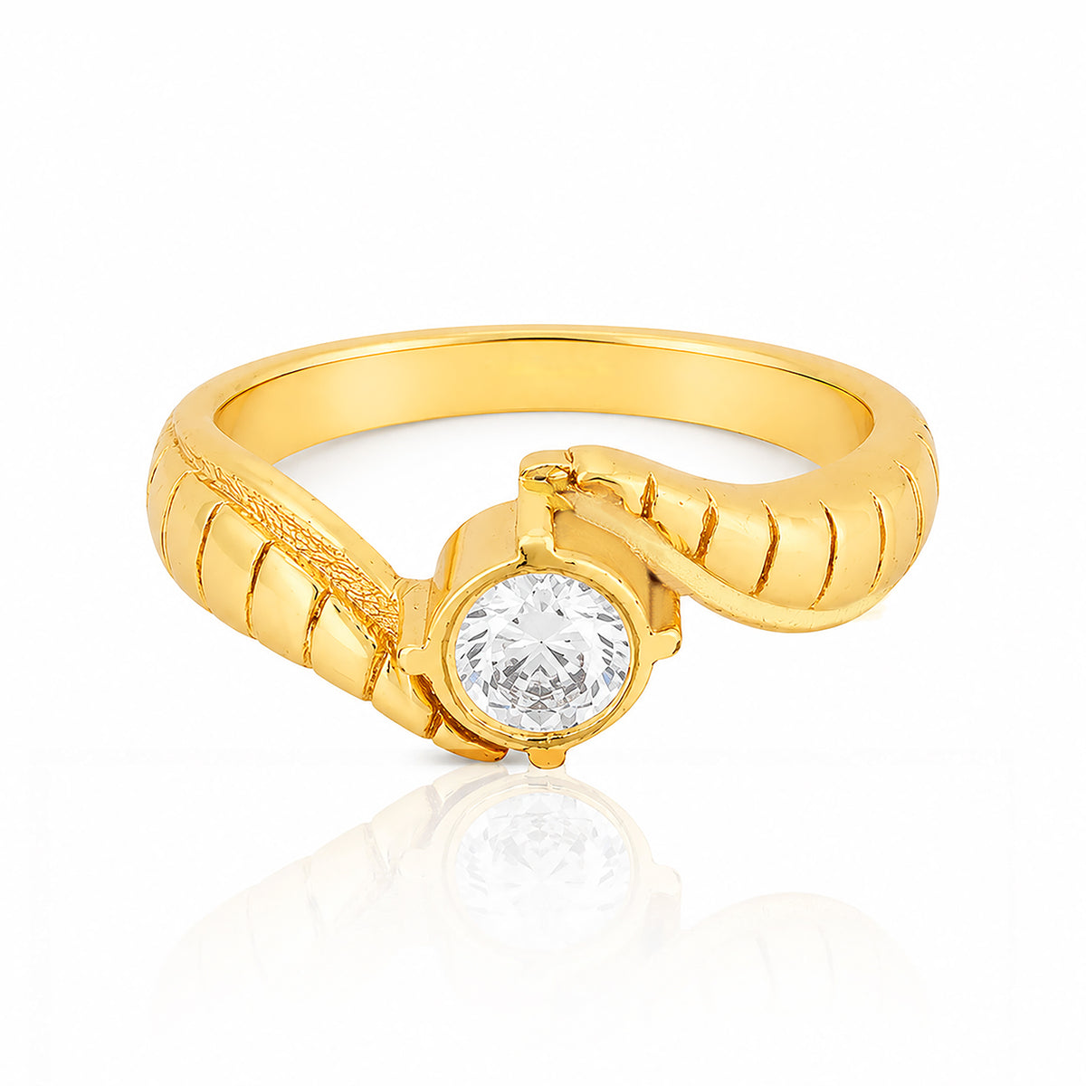 Classic Gold Plated Solitaire Sterling Silver Ring