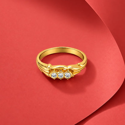 Classic Gold Plated Three Stone Silver Ring