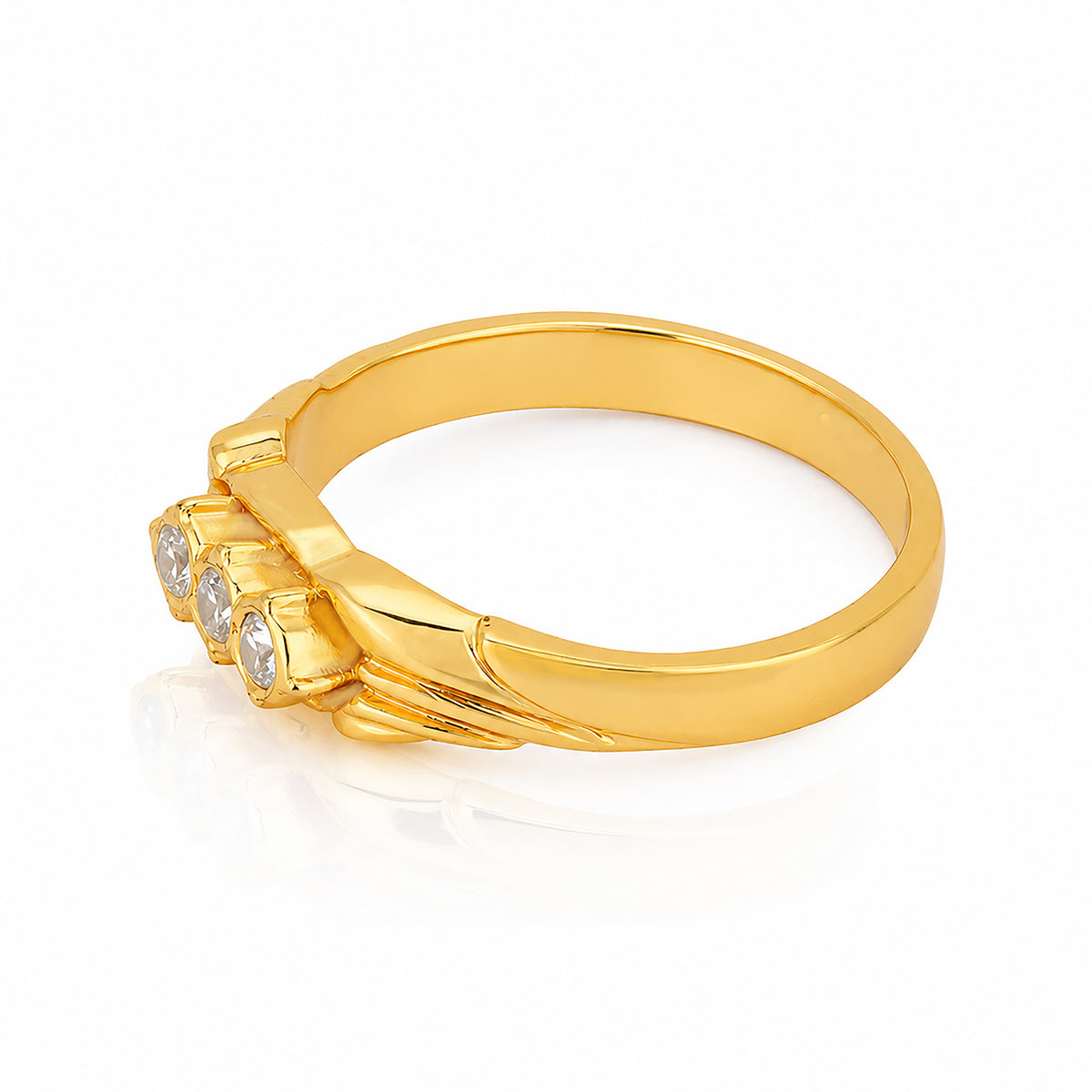Classic Gold Plated Three Stone Silver Ring