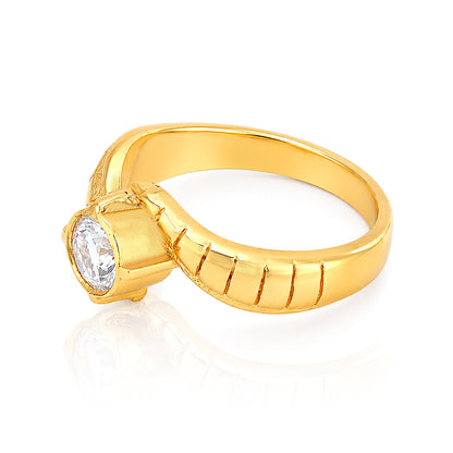 Classic Gold Plated Solitaire Sterling Silver Ring