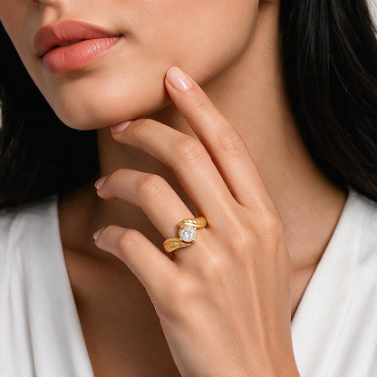 Classic Gold Plated Solitaire Sterling Silver Ring
