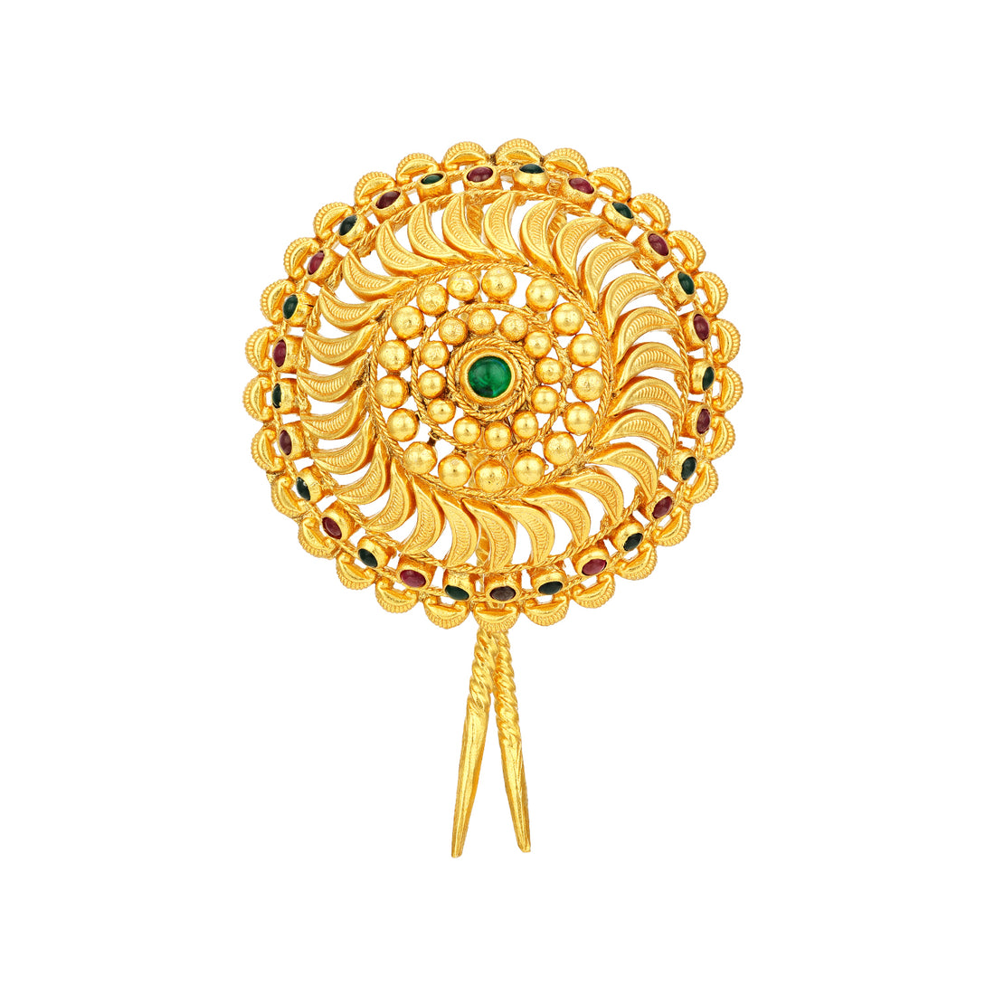 Classic Green Bloom Temple 925 Sterling Silver Jada Pin for Women