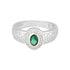 Classic Green Stone 925 Sterling Silver Oval Ring for Men