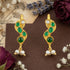 Classic Green Stone Peacock Head 925 Sterling Silver Pearl Drop Earrings for Women