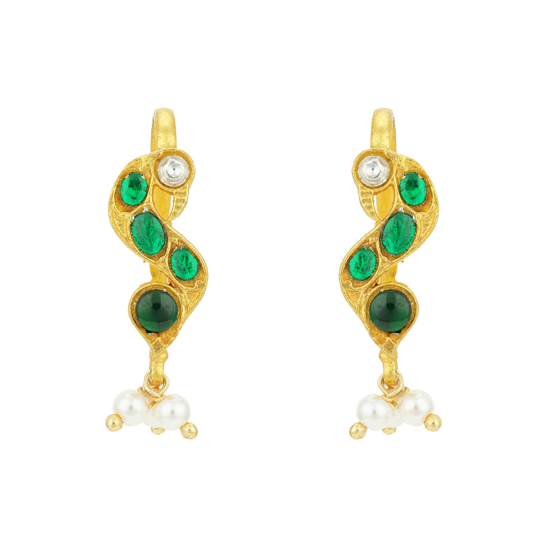 Classic Green Stone Peacock Head 925 Sterling Silver Pearl Drop Earrings for Women