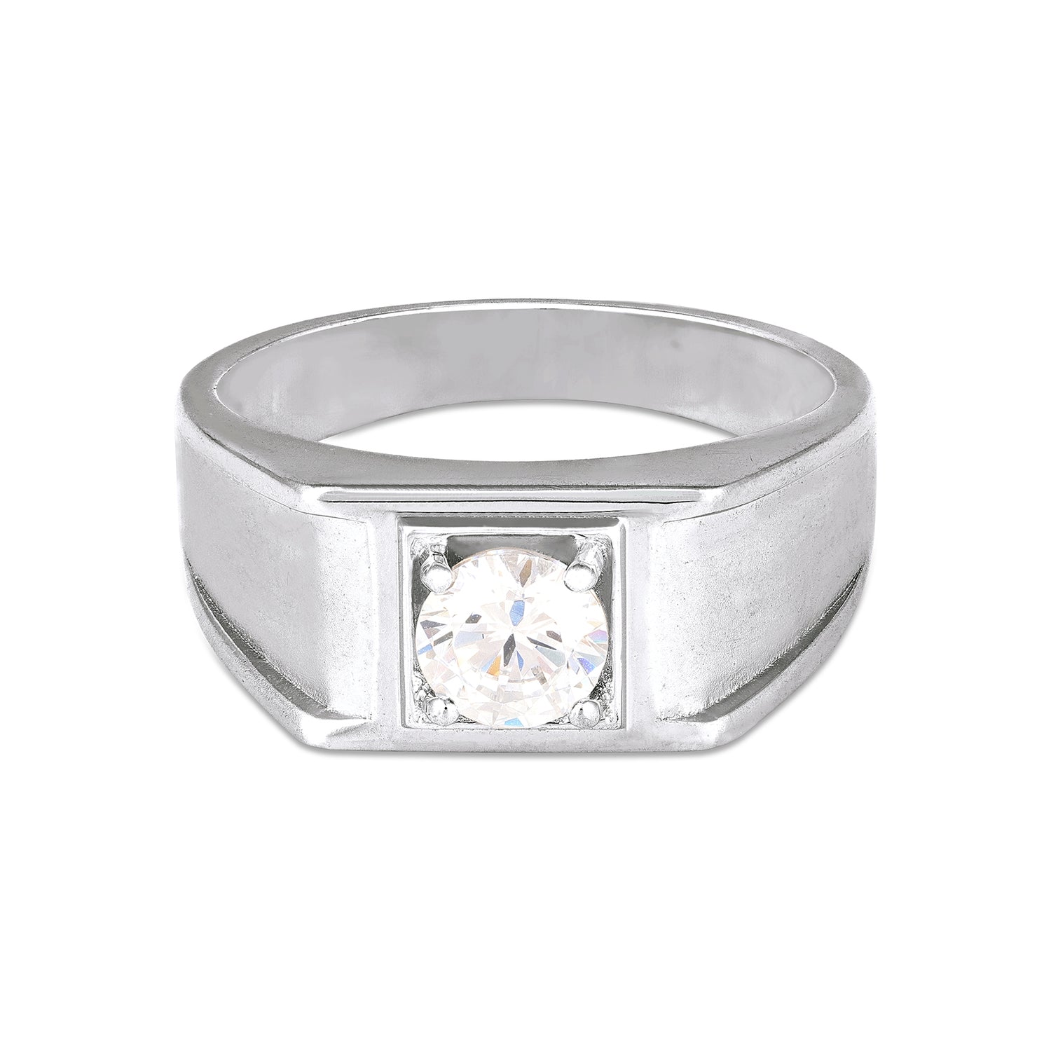 Classic Halo 925 Sterling Silver White Stone Ring for Women