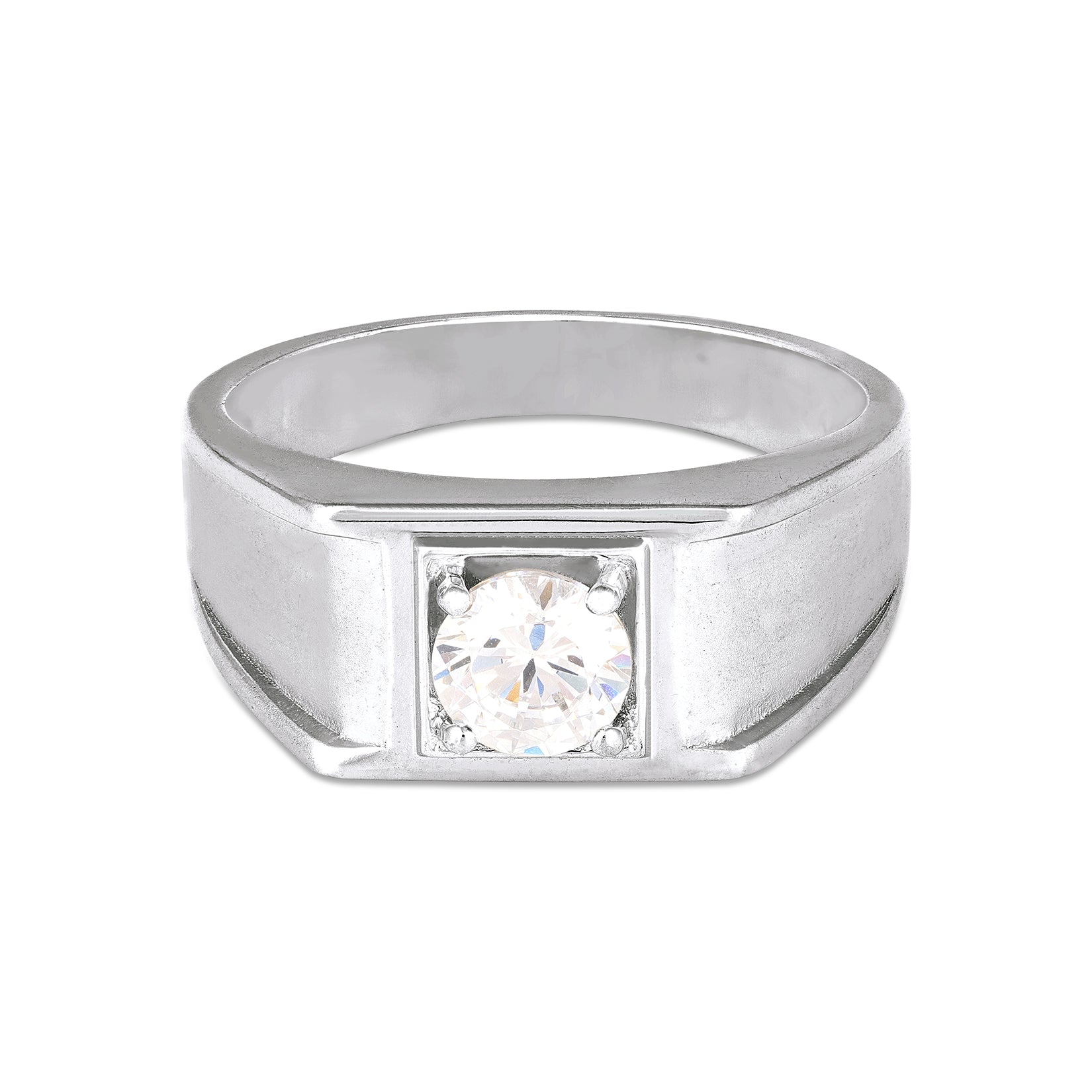 Classic Halo 925 Sterling Silver White Stone Ring for Women