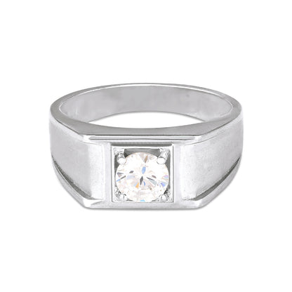 Classic Halo 925 Sterling Silver White Stone Ring for Women