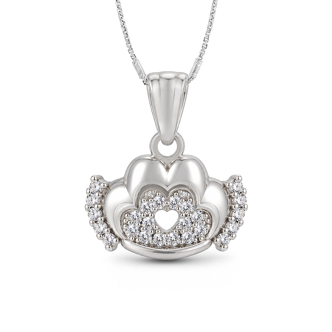 Classic Heart Crown Sterling Silver Pendant