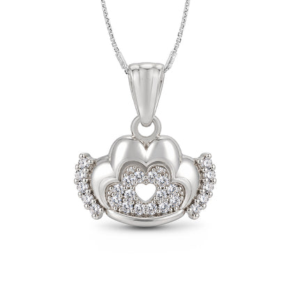 Classic Heart Crown Sterling Silver Pendant
