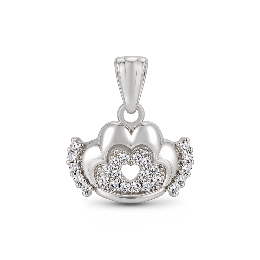 Classic Heart Crown Sterling Silver Pendant