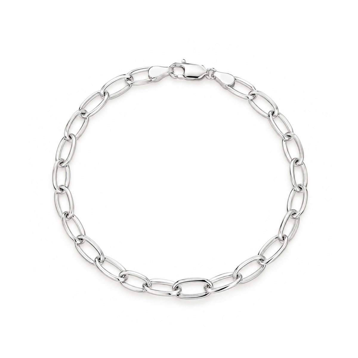 Classic High Polish Oval Link Sterling Silver Bracelet