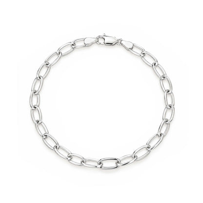 Classic High Polish Oval Link Sterling Silver Bracelet