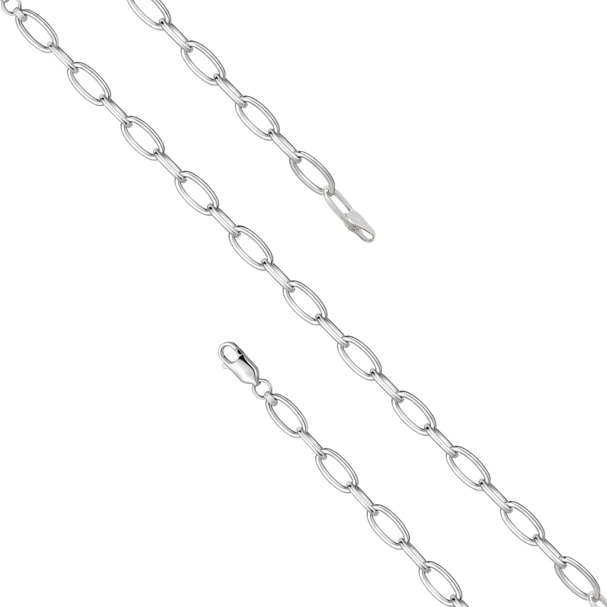 Classic High Polish Oval Link Sterling Silver Bracelet