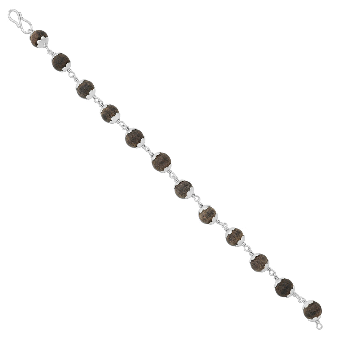 Classic Karungali Bead 925 Sterling Silver Bracelet For Men