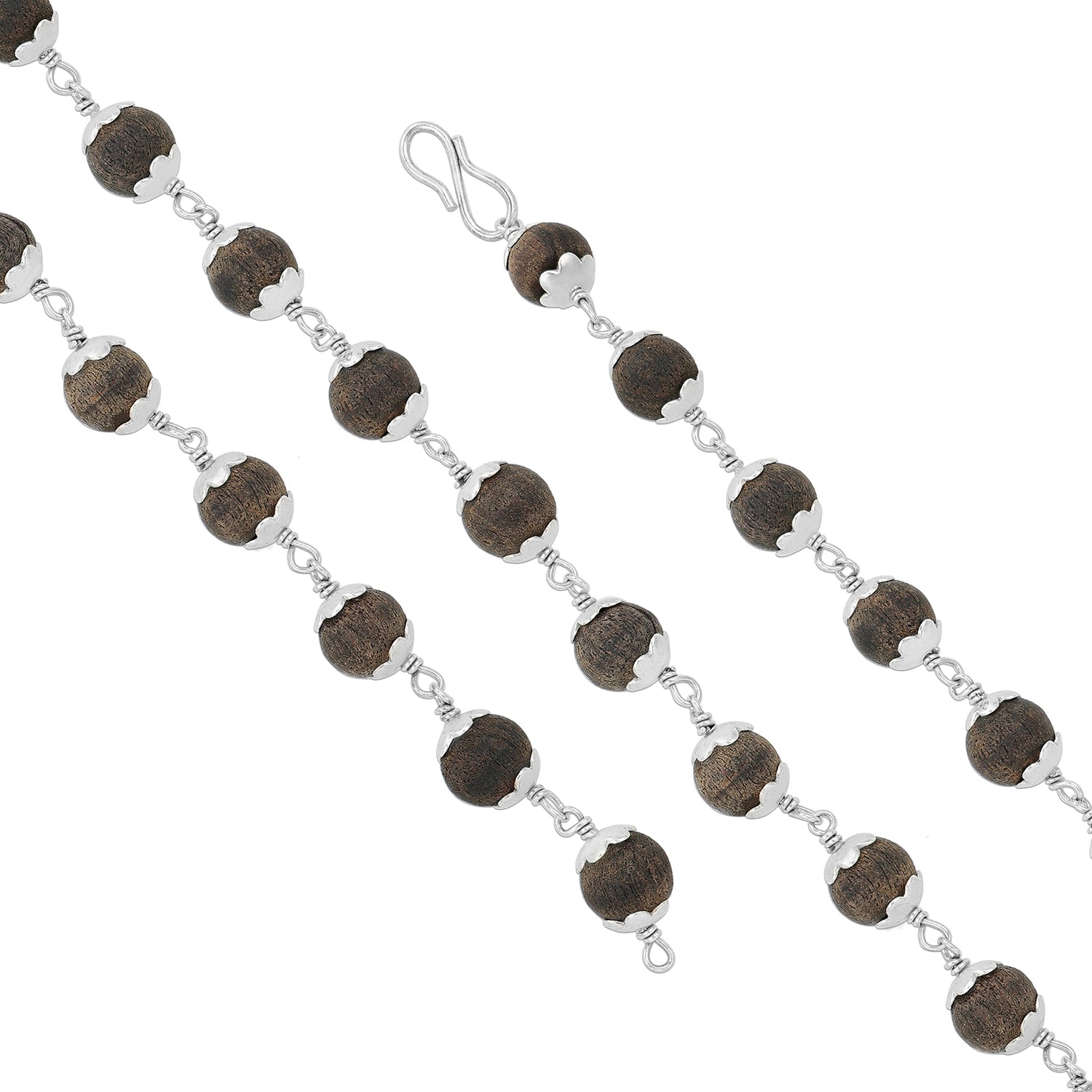 Classic Karungali Bead 925 Sterling Silver Bracelet For Men