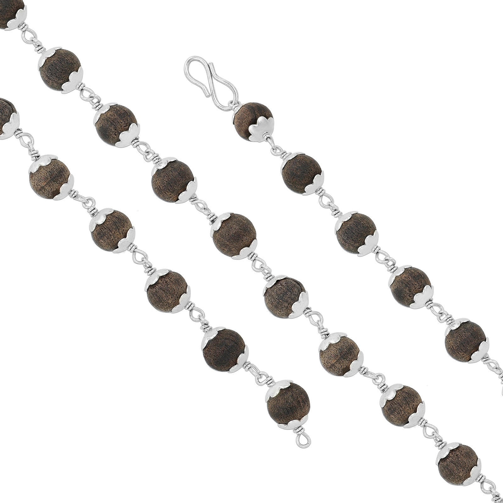 Classic Karungali Bead 925 Sterling Silver Bracelet For Men
