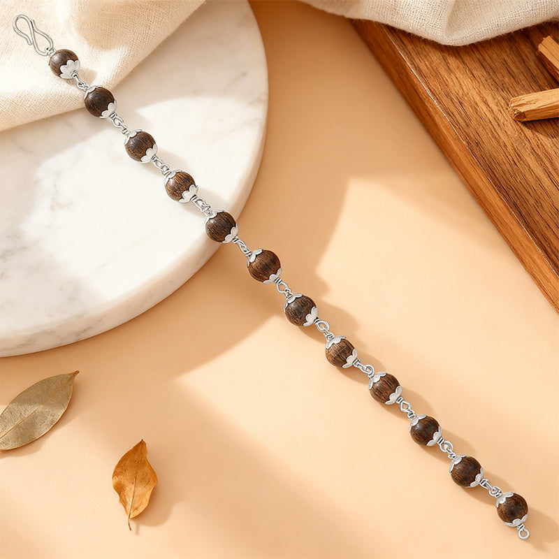 Classic Karungali Bead 925 Sterling Silver Bracelet For Men