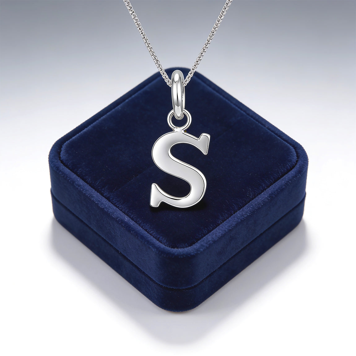 Classic Letter S 925 Sterling Silver Charm Pendant