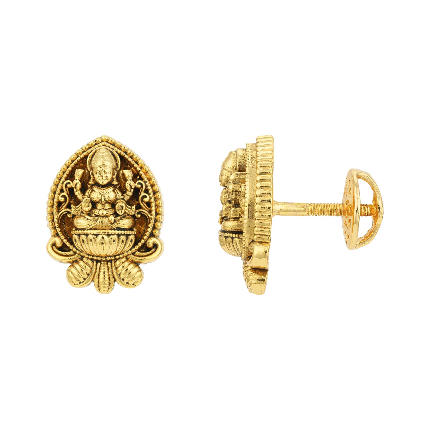 Classic Lotus Lakshmi 925 Sterling Silver Gold Plated Earring for Women