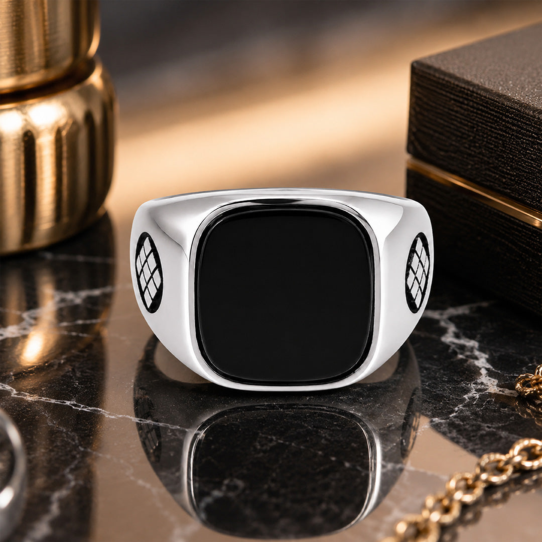 Classic Onyx 925 Sterling Silver Ring for Men