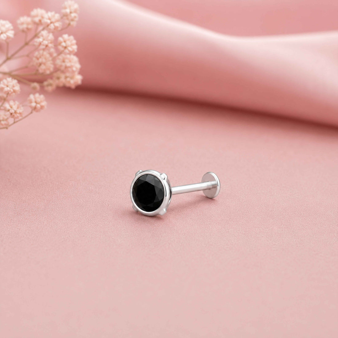 Classic Onyx Glow 925 Sterling Silver Premium Nose Pin