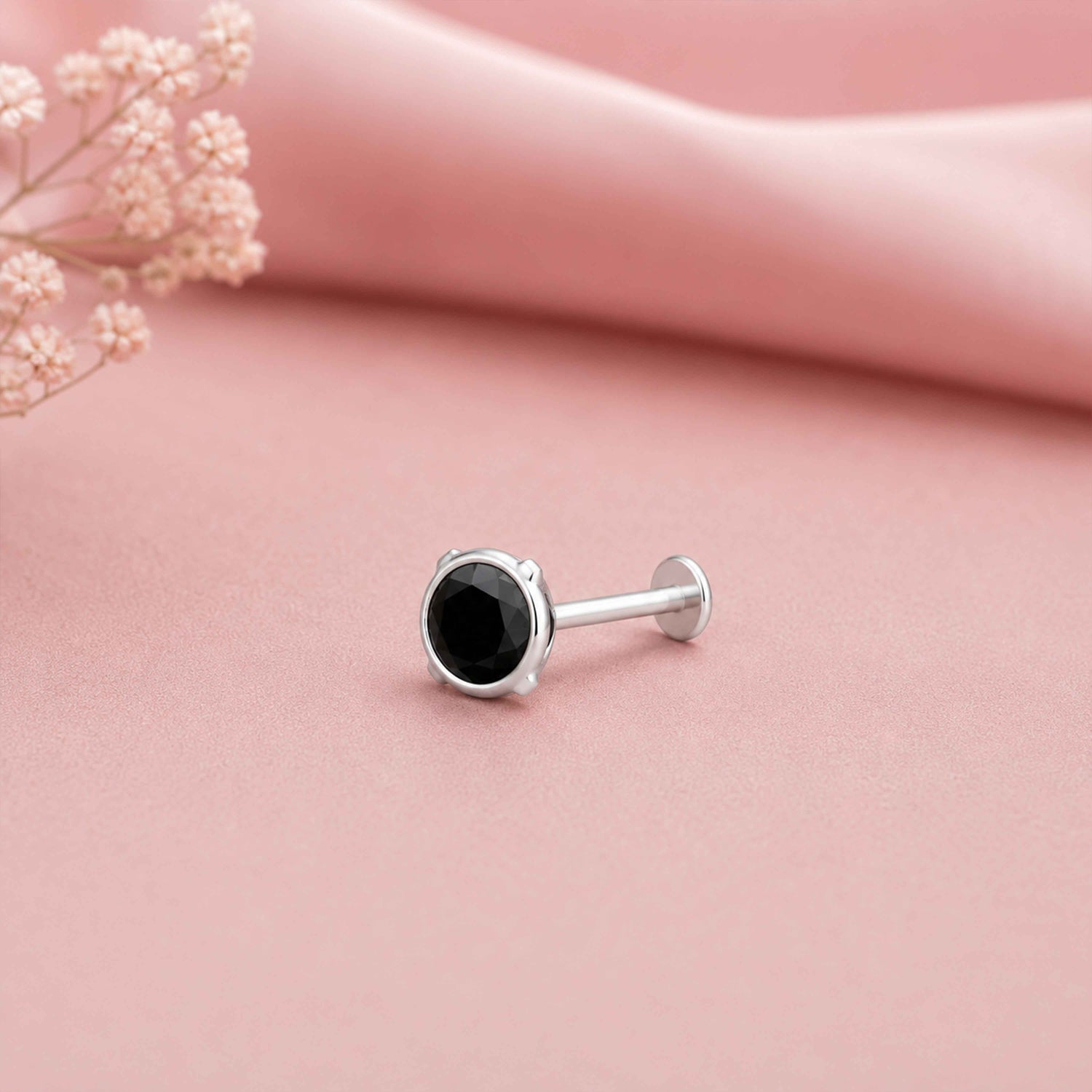 Classic Onyx Glow 925 Sterling Silver Premium Nose Pin