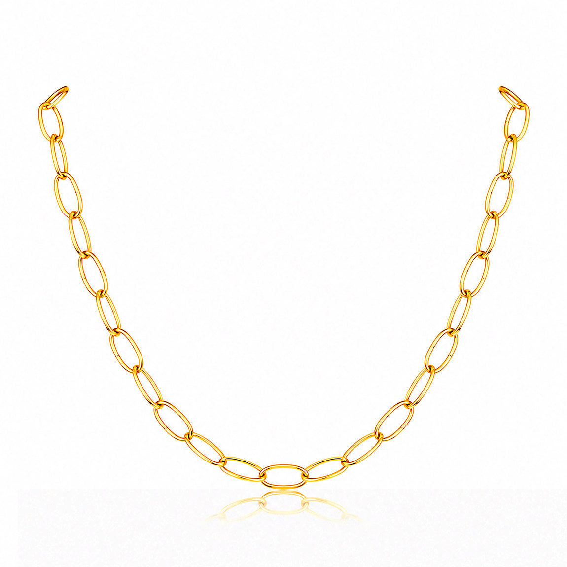 Classic Oval Paperclip 18K Gold Plated Chain Necklace