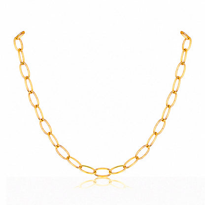 Classic Oval Paperclip 18K Gold Plated Chain Necklace