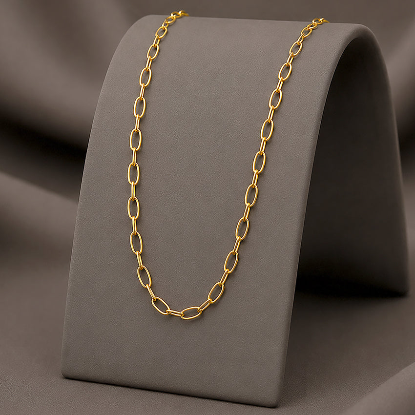 Classic Oval Paperclip 18K Gold Plated Chain Necklace