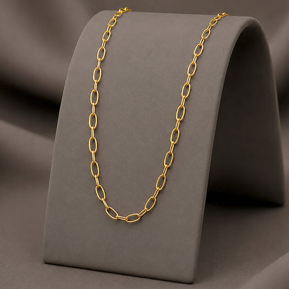 Classic Oval Paperclip 18K Gold Plated Chain Necklace