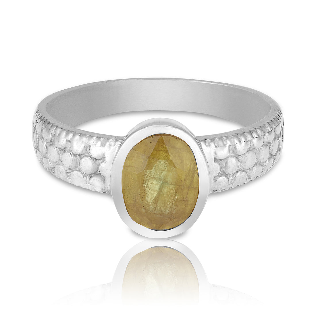 Classic Oval Yellow Sapphire Ring Vintage-Inspired  Bubble Band Ring for Men