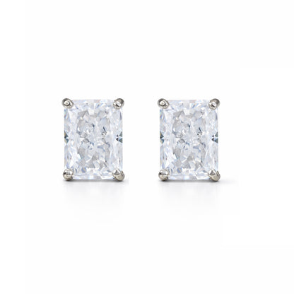 Pair of diamond stud earrings on a white background