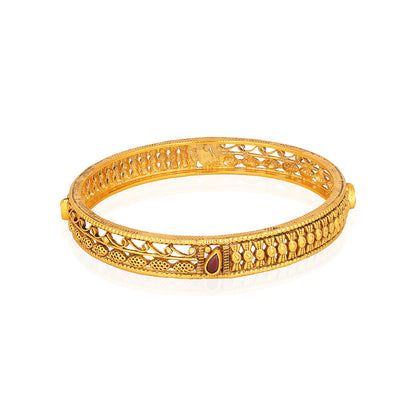 Classic Round 925 Sterling Silver Red Stone Bangle for women