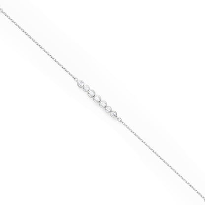 Silver chain necklace with small round beads on a white background