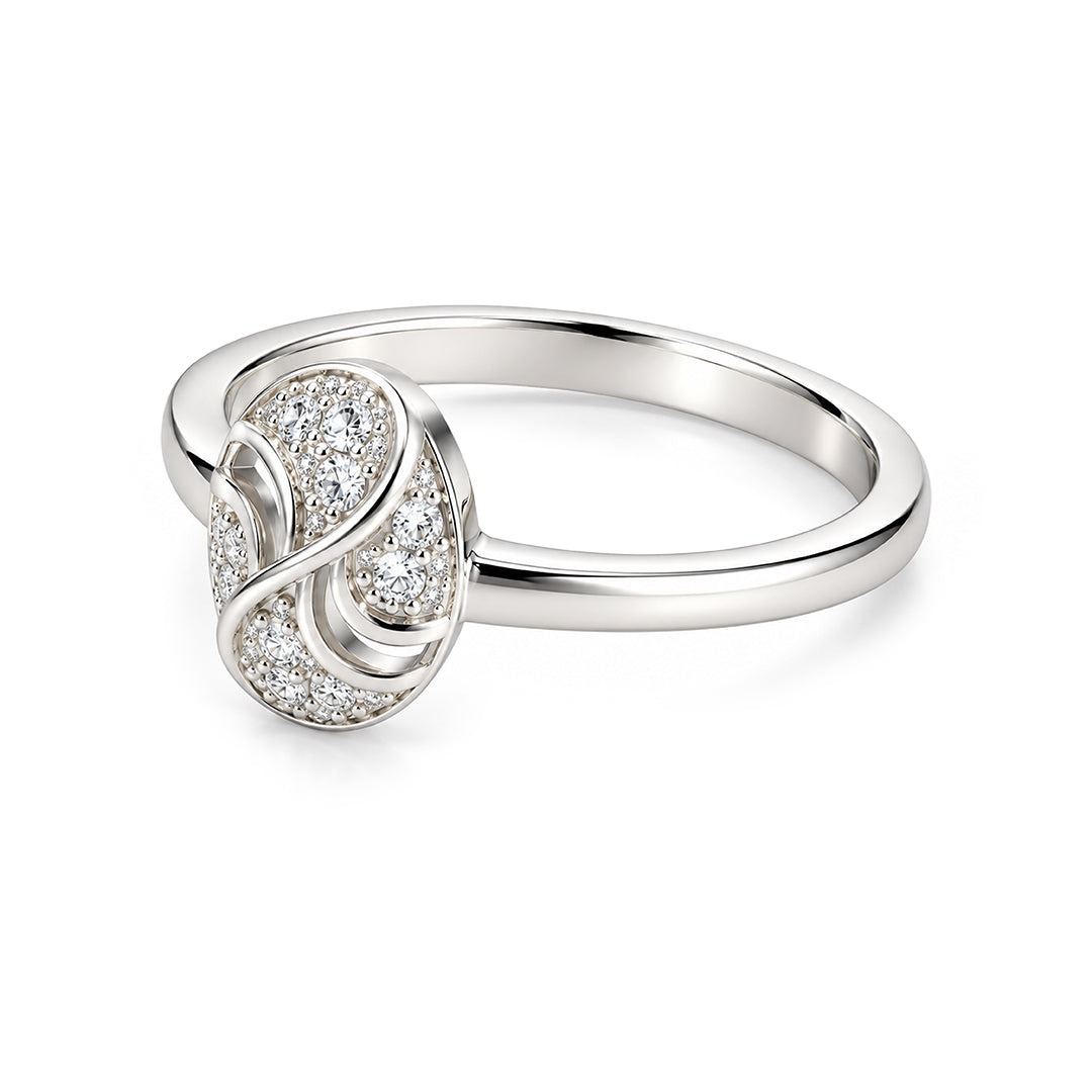 Classic Solitaire Bypass Sterling Silver Ring