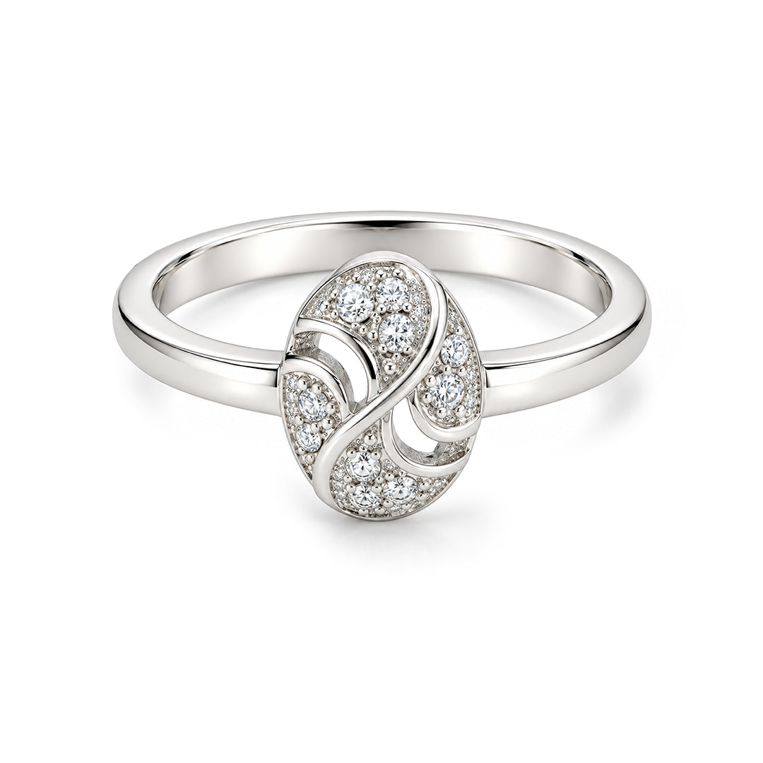 Classic Solitaire Bypass Sterling Silver Ring